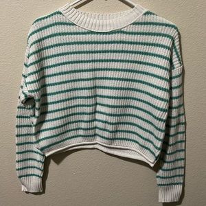 Wild fable small stripe cropped sweater
